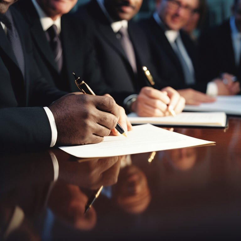 Reunião de negócios com assinatura de contrato